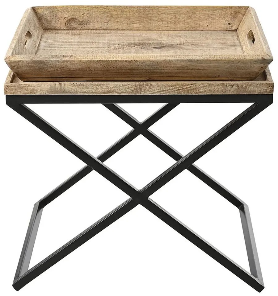 Τραπέζι Με Δίσκο 76862 55x45x56cm Natural-Black