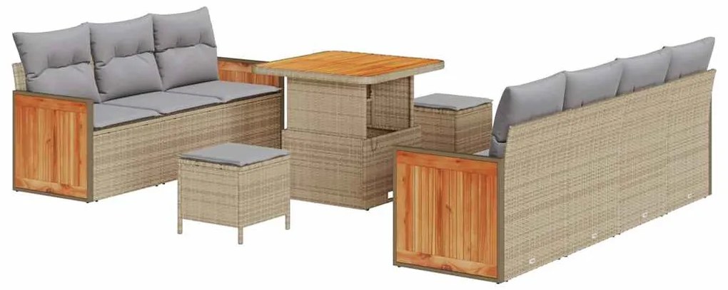 vidaXL Σετ Καναπέ Κήπου 10 pcs Μπεζ, Ανοιχτό γκρι 80 x 80 x 71 cm