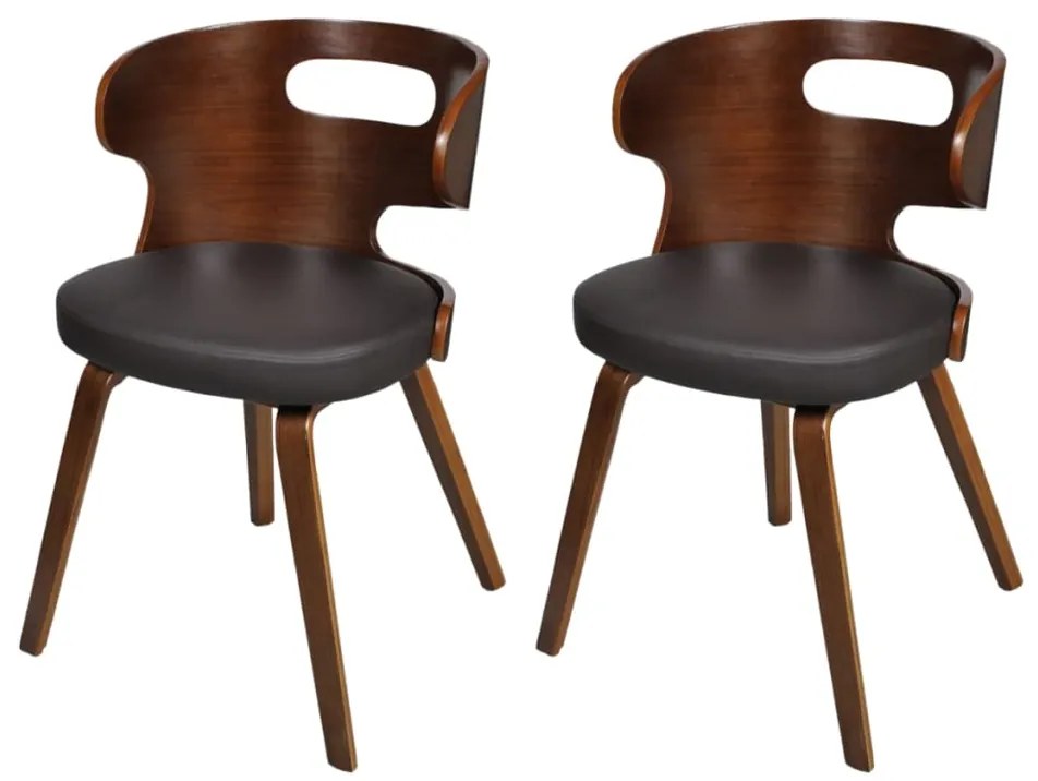 vidaXL Καρέκλες Τραπεζαρίας 2 τεμ. Καφέ από Συνθετικό Δέρμα