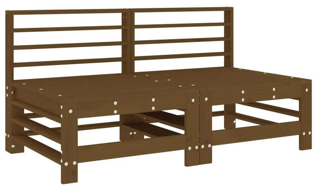 vidaXL Καναπέδες Μεσαίοι με Μαξιλάρια 2 τεμ. Μελί Μασίφ Ξύλο Πεύκου