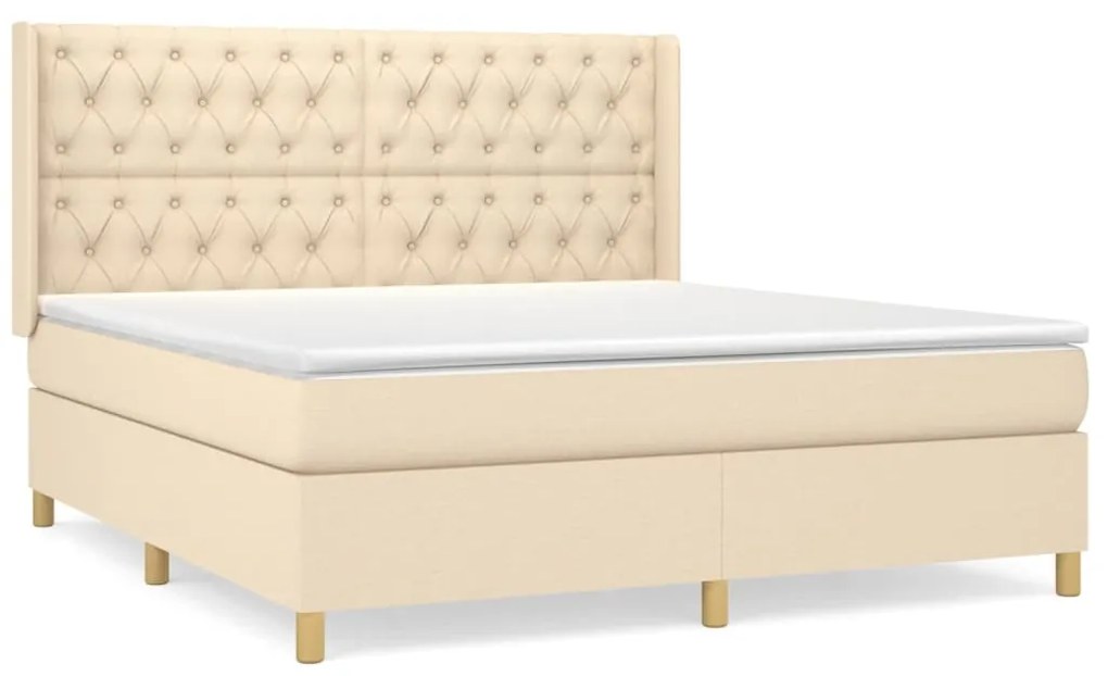 vidaXL Κρεβάτι Boxspring με Στρώμα Κρεμ 160x200 εκ. Υφασμάτινο