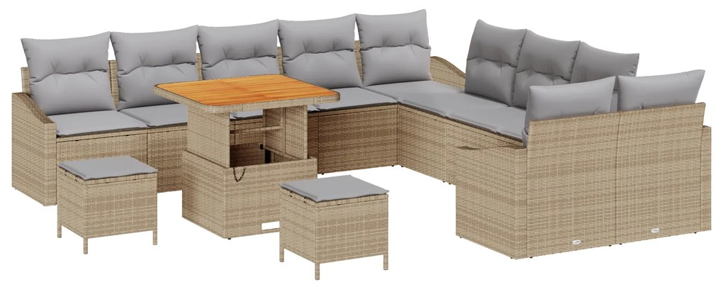 vidaXL Σετ Καναπέ Κήπου 13 pcs Μπεζ, Ανοιχτό Γκρι 100 x 100 x 71 cm