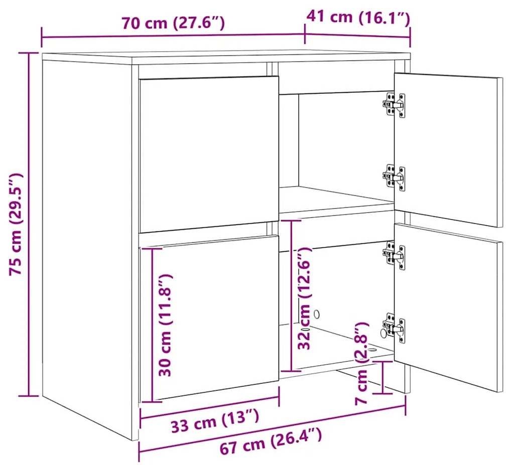 vidaXL Παραδοσιακά Πλευρικά Έπιπλα 2 pcs artisan δρυς 70 x 41 x 75 εκ.