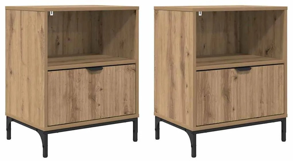 vidaXL Κομοδίνα 2 pcs artisan δρυς 49 x 36 x 61 εκ Επεξεργασμένο ξύλο