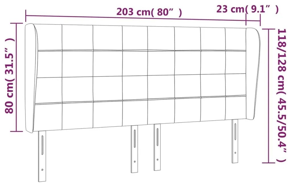 Κεφαλάρι με ΠτερύγιαΣκούρο Μπλε 203x23x118/128 εκ. Βελούδινο - Μπλε