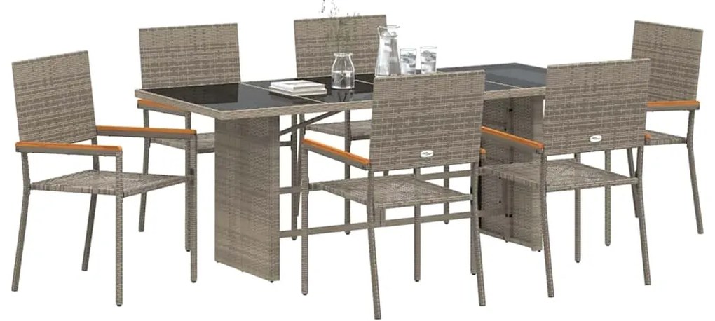 vidaXL Σέτ φαγητού για κήπο 7 pcs Γκρι 190 x 80 x 75 εκ.