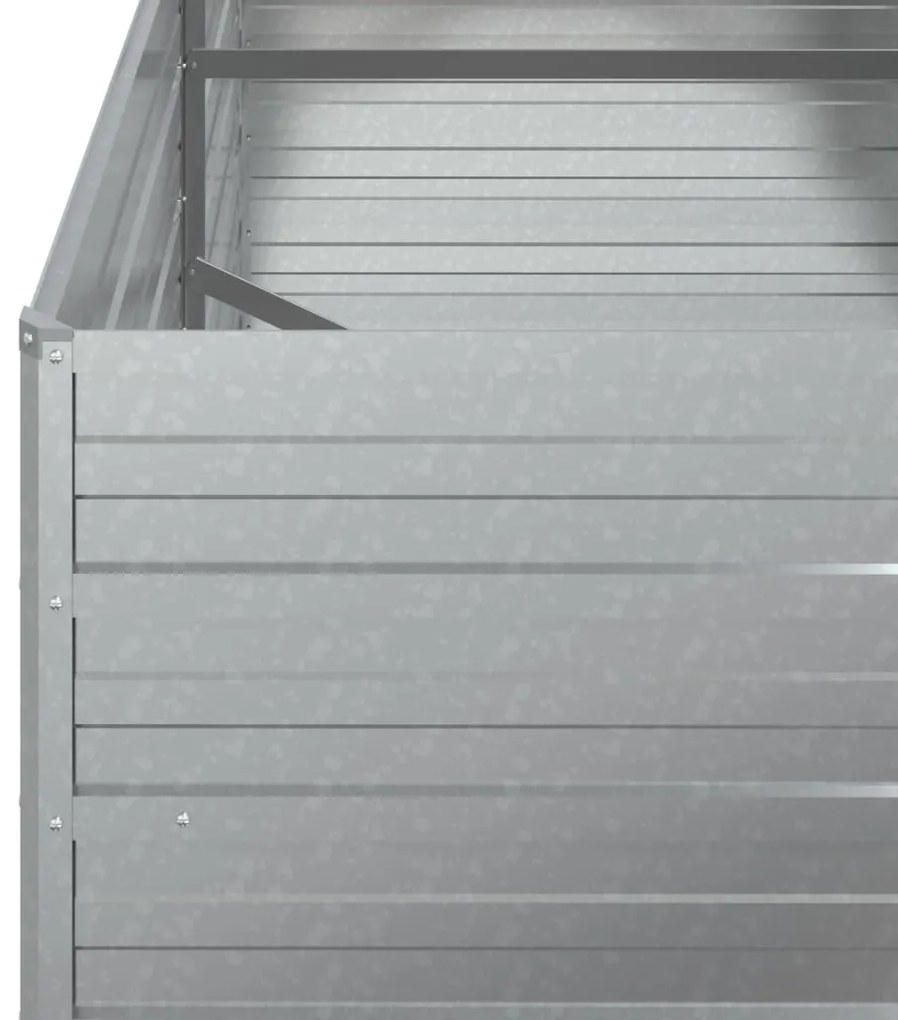 Ζαρντινιέρα Υπερυψωμένη Ασημί 160x80x77 εκ. Γαλβανισμ. Χάλυβας