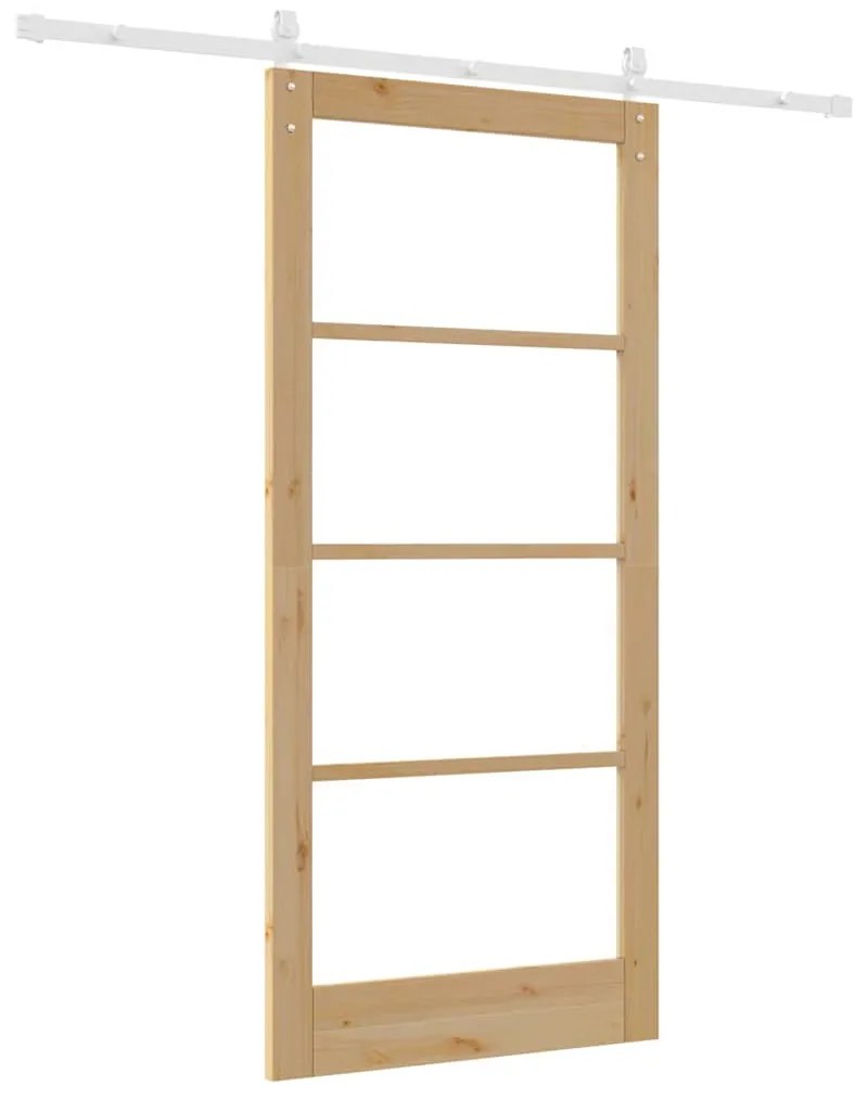 vidaXL Συρόμενη Πόρτα Καφέ 93 x 202 cm Μασίφ ξύλο πεύκου