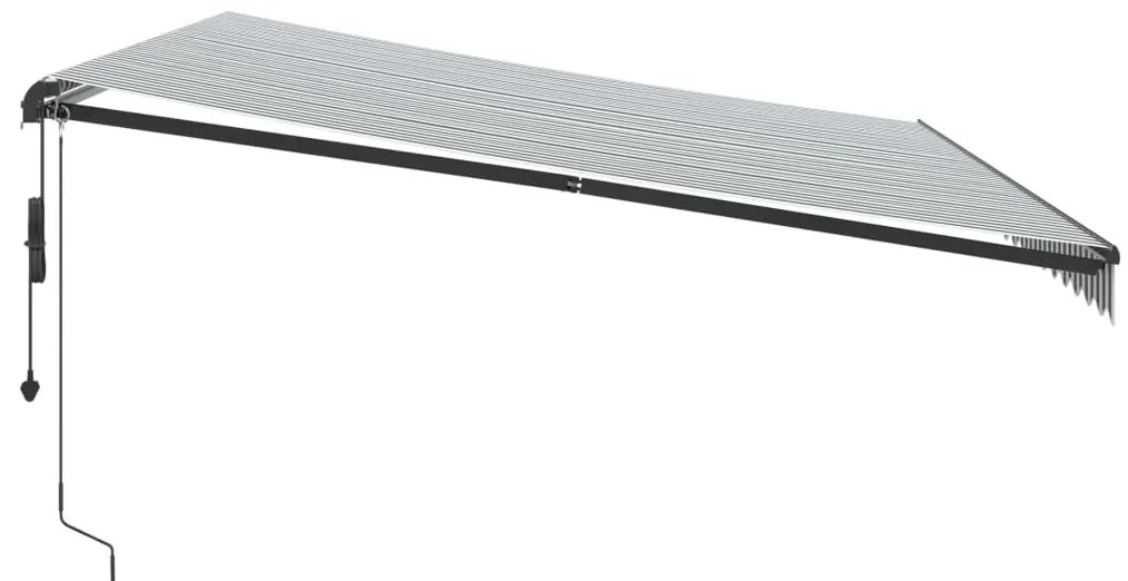 vidaXL Τέντα Πτυσσόμενη Αυτόματη με LED Ανθρακί / Λευκή 500x300 εκ.