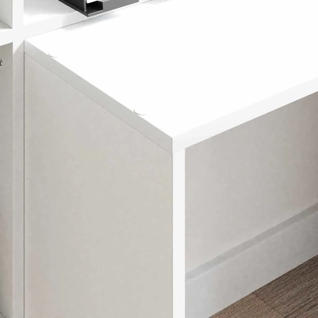 vidaXL Γραφείο με ράφι Λευκό 138.5 x 55 x 143 εκ Επεξεργασμένο ξύλο