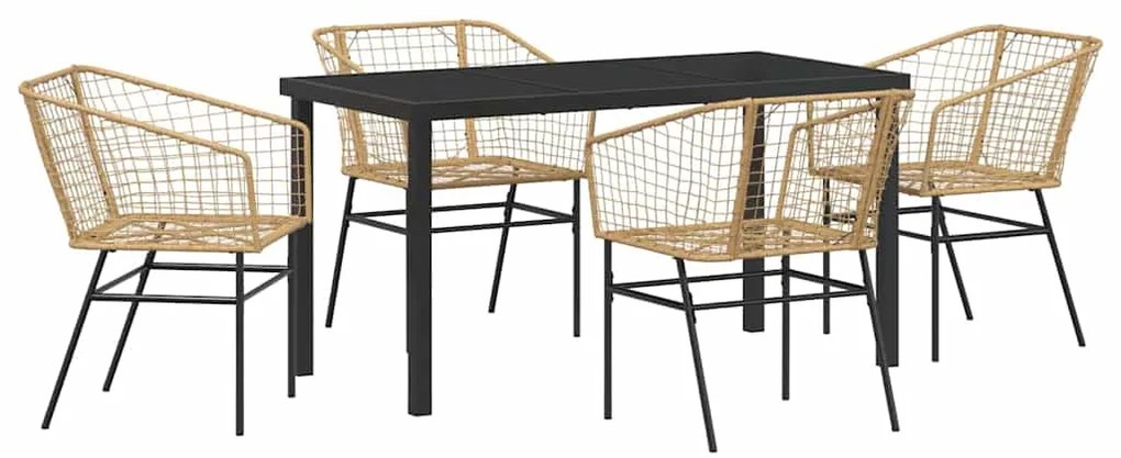 vidaXL Σέτ φαγητού για κήπο 5 pcs Καφέ συνθετικό ρατάν