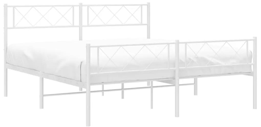 vidaXL Πλαίσιο Κρεβατιού με Κεφαλάρι&Ποδαρικό Λευκό 140x200εκ. Μέταλλο