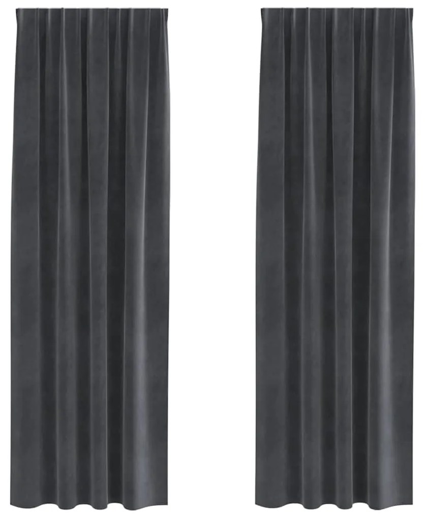 vidaXL Κουρτίνες με κουρτίνες 2 pcs Ανοιχτό γκρι 140 x 225 cm Βελούδο