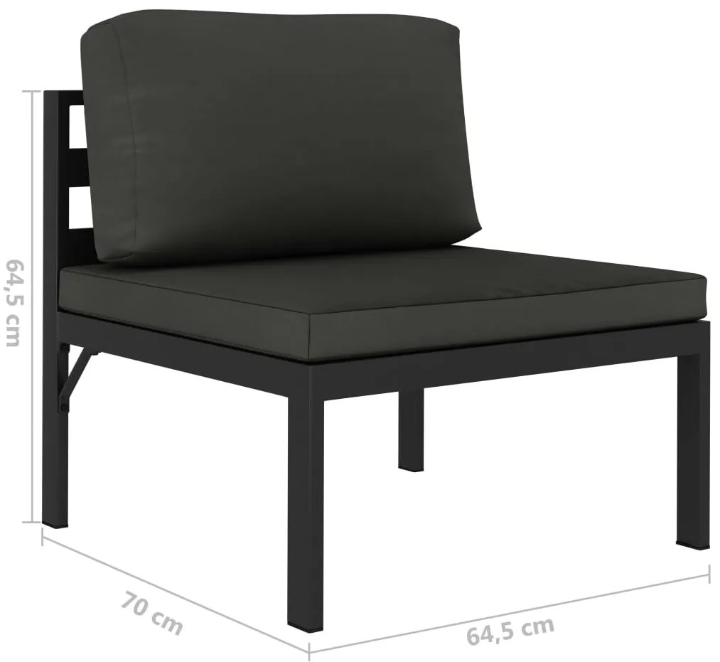 vidaXL Σαλόνι Κήπου 8 Τεμαχίων Ανθρακί Αλουμινίου με Μαξιλάρια