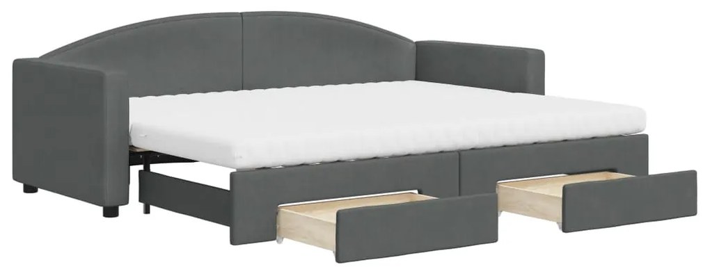 vidaXL Καναπές Κρεβάτι Συρόμενος Σκ. Γκρι 80x200 εκ. Ύφασμα &amp; Συρτάρια
