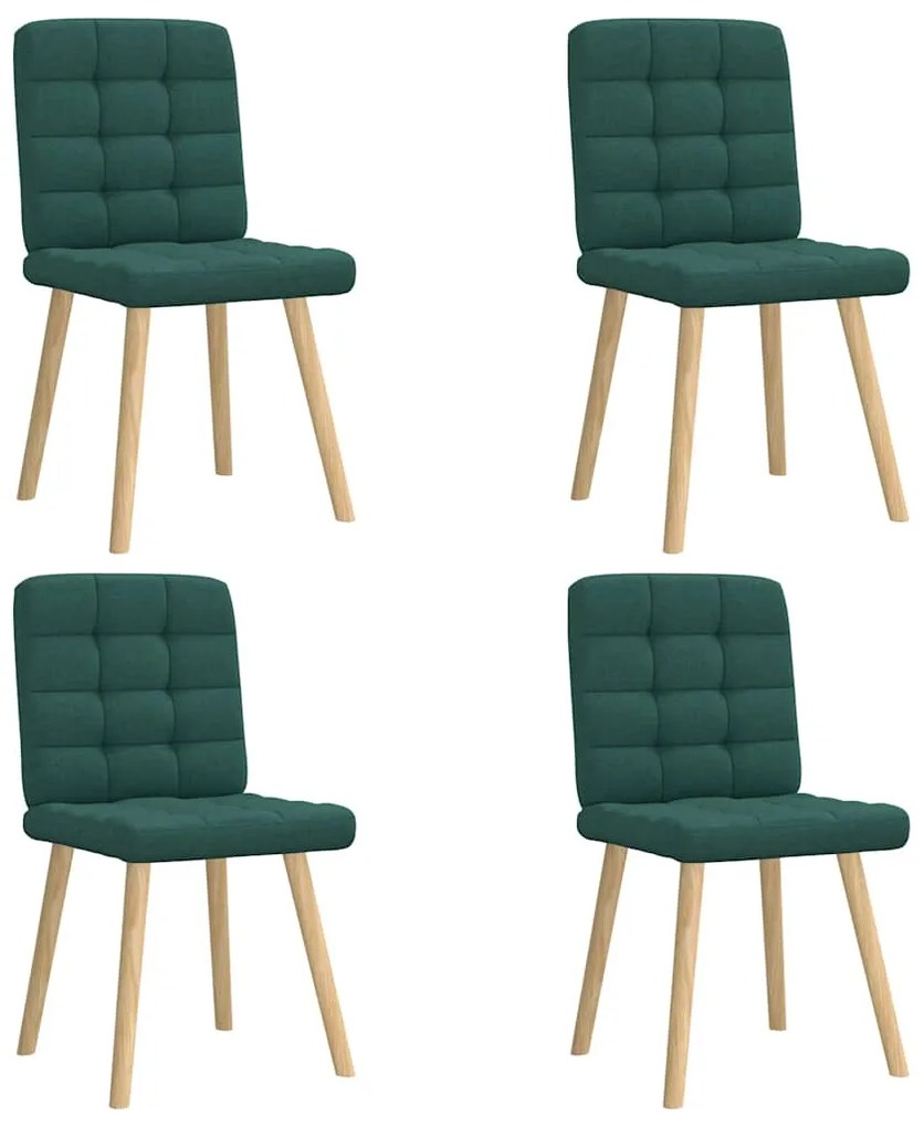 vidaXL Καρέκλες τραπεζαρίας 4 τεμάχια σκούρο πράσινο ύφασμα