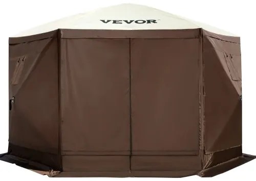 VEVOR Pop-up Camping Gazebo Camping Canopy Shelter 6 Sided 12&#039; x 12&#039; Sun Shade