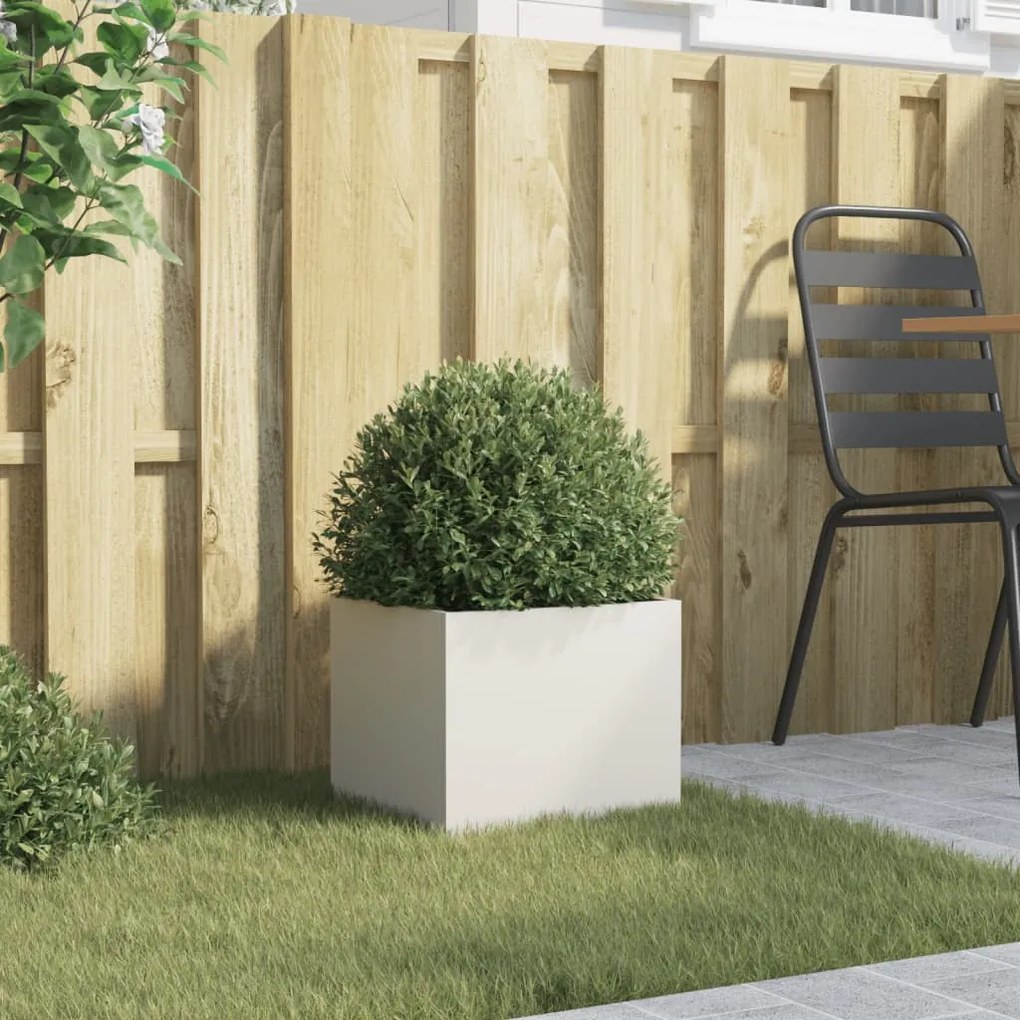 vidaXL Ζαρντινιέρα Λευκή 32x30x29 εκ. από Χάλυβα