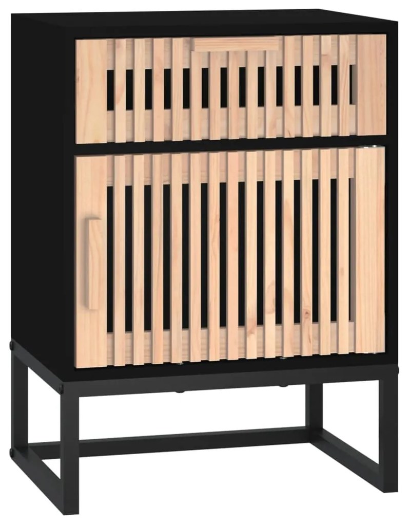 vidaXL Κομοδίνο Μαύρο 40x30x55,5 εκ. Επεξεργασμένο Ξύλο &amp; Σίδερο