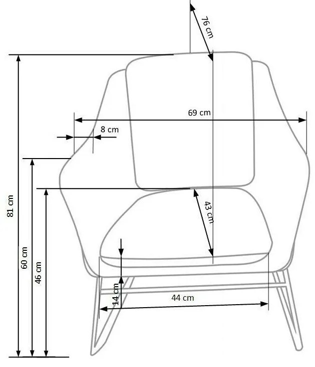 Πολυθρόνα Houston 846, Πράσινο, 81x69x76cm, 25 kg, Ταπισερί, Πόδια: Μέταλλο | Epipla1.gr