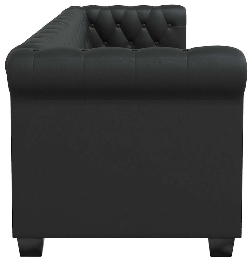 vidaXL Καναπέδες Chesterfield Διθέσιος + Τριθέσιος Μαύρο Συνθ. Δέρμα