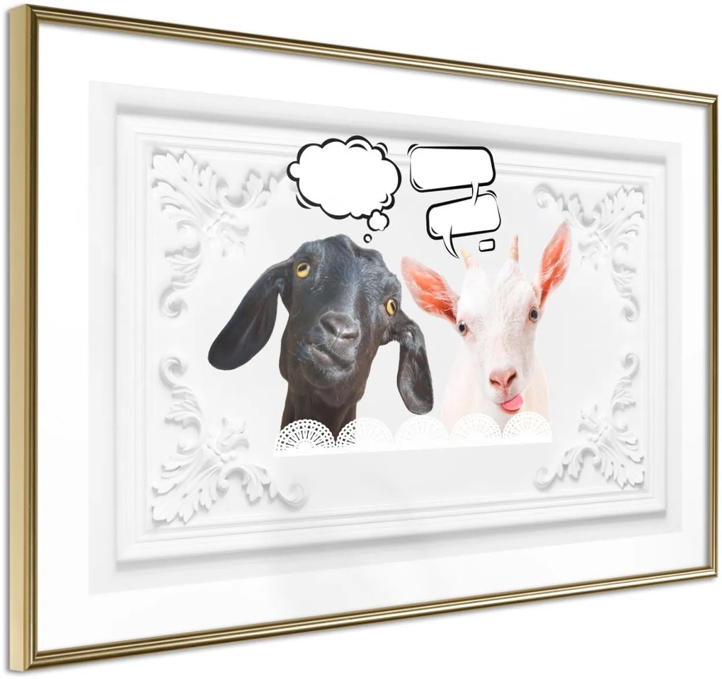 Αφίσα - Conversation of Two Goats - 30x20 - Χρυσό - Χωρίς πασπαρτού