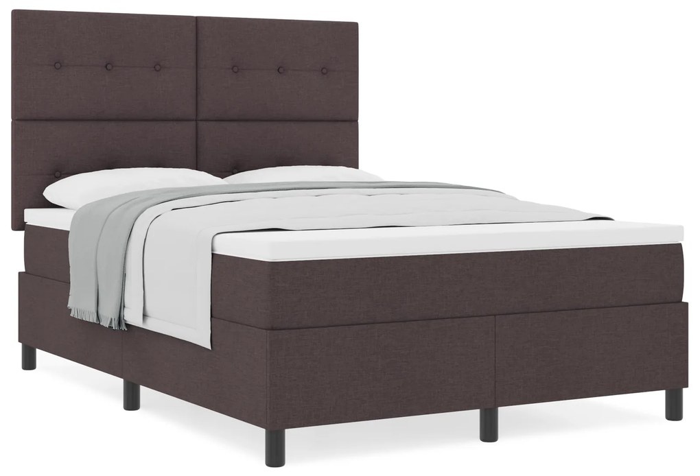 vidaXL Κρεβάτι με Σκελετό και Ματress Σκούρο Καφέ 140x200 εκ. Ύφασμα