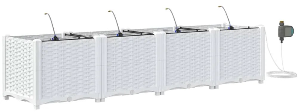 vidaXL Ζαρντινιέρες κήπου Λευκό 160 x 40 x 37.5 cm Ατσάλι