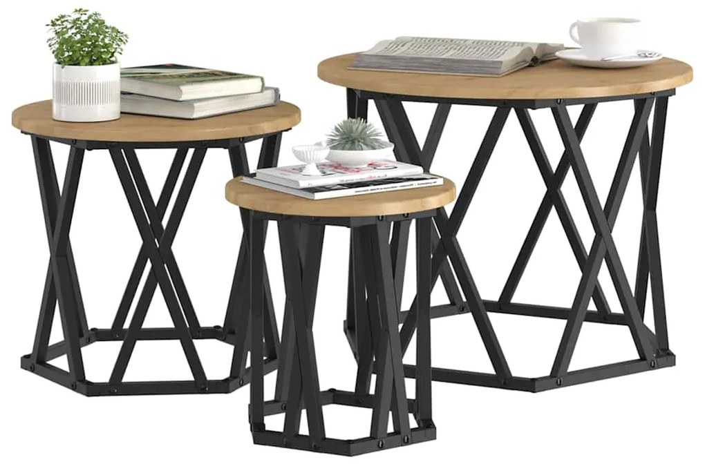 vidaXL Κομοδίνο Μονάδας 3 pcs artisan δρυς 53 x 53 x 40 cm