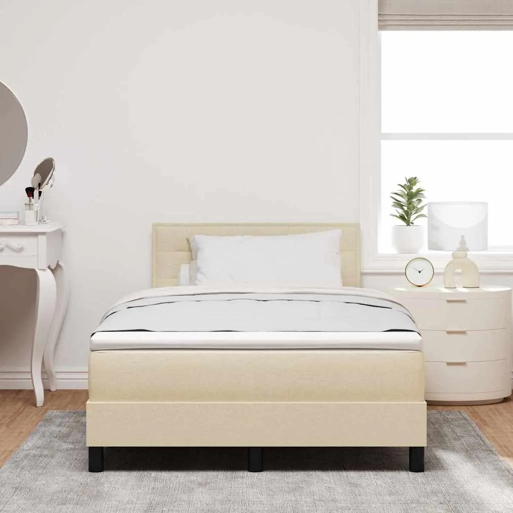 vidaXL Κρεβάτι box spring με στρώμα με στρώμα Κρεμ 120 x 200 cm ύφασμα