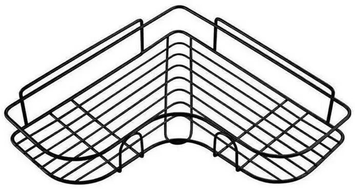 Γωνιακό επιτοίχιο ράφι μπάνιου μαύρο‎ 26,7x12xΥ4,5εκ.  τμχ.