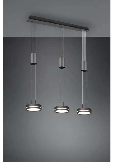 Κρεμαστό Φωτιστικό Οροφής 3xLED 9W Switch Dimmer 3000K Franklin Trio Lighting-326510342-Ανθρακί 326510342