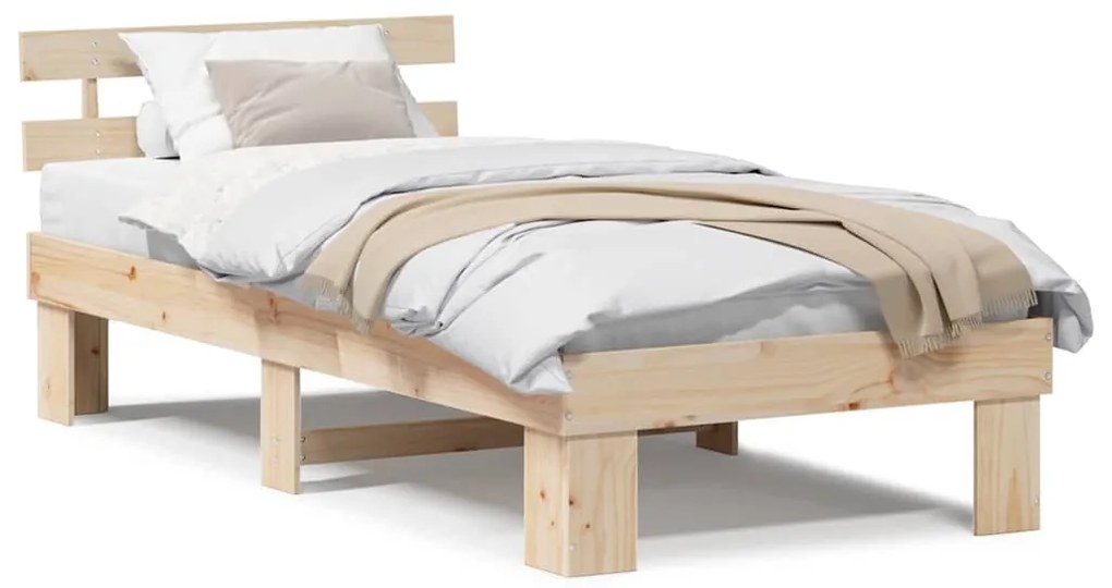 vidaXL Σκελετός Κρεβατιού Καφέ 90 x 190 cm Μασίφ ξύλο πεύκου