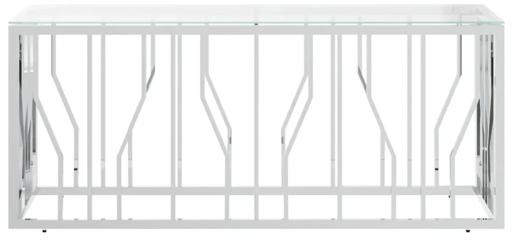 vidaXL Τραπέζι Σαλονιού 110x45x45 εκ. από Ανοξ. Ατσάλι και Γυαλί
