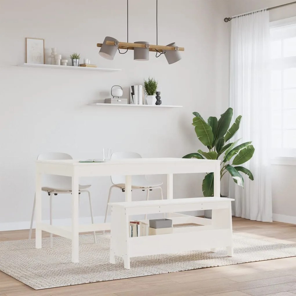 vidaXL Παγκάκι Χολ Λευκό 100x28x45 εκ. από Μασίφ Ξύλο Πεύκου