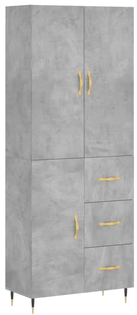 vidaXL Ντουλάπι Γκρι Σκυροδέματος 69,5x34x180 εκ. Επεξεργασμένο Ξύλο