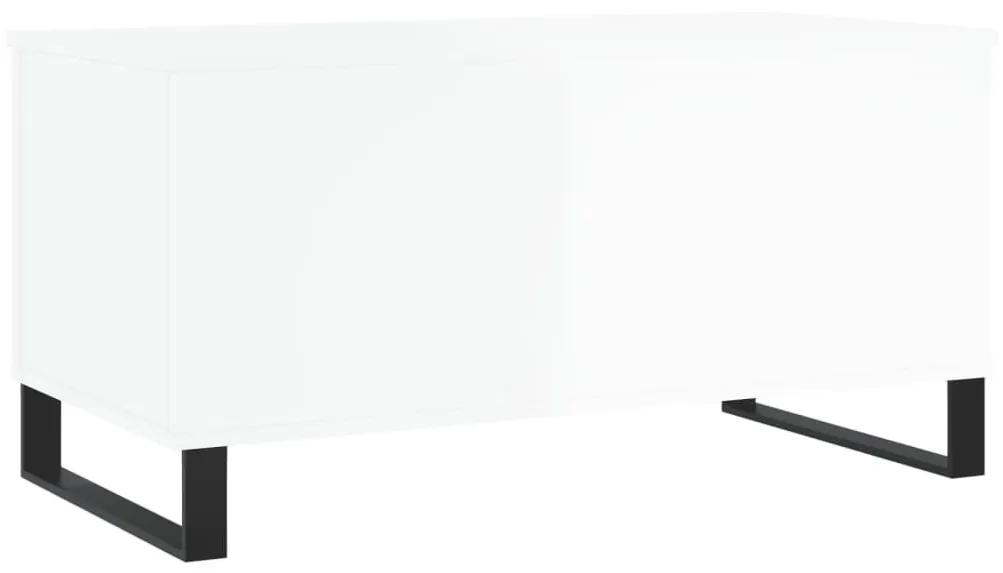 Τραπεζάκι Σαλονιού Γυαλ. Λευκό 90x44,5x45 εκ. Επεξεργ. Ξύλο - Λευκό