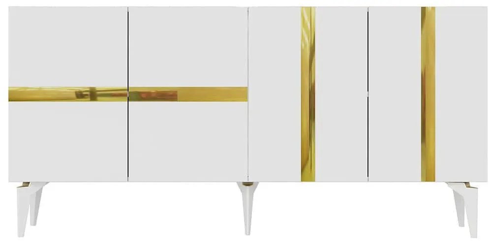Μπουφές Vania 475OLV2773 150x40x79cm White-Gold Particle Board, Melamine