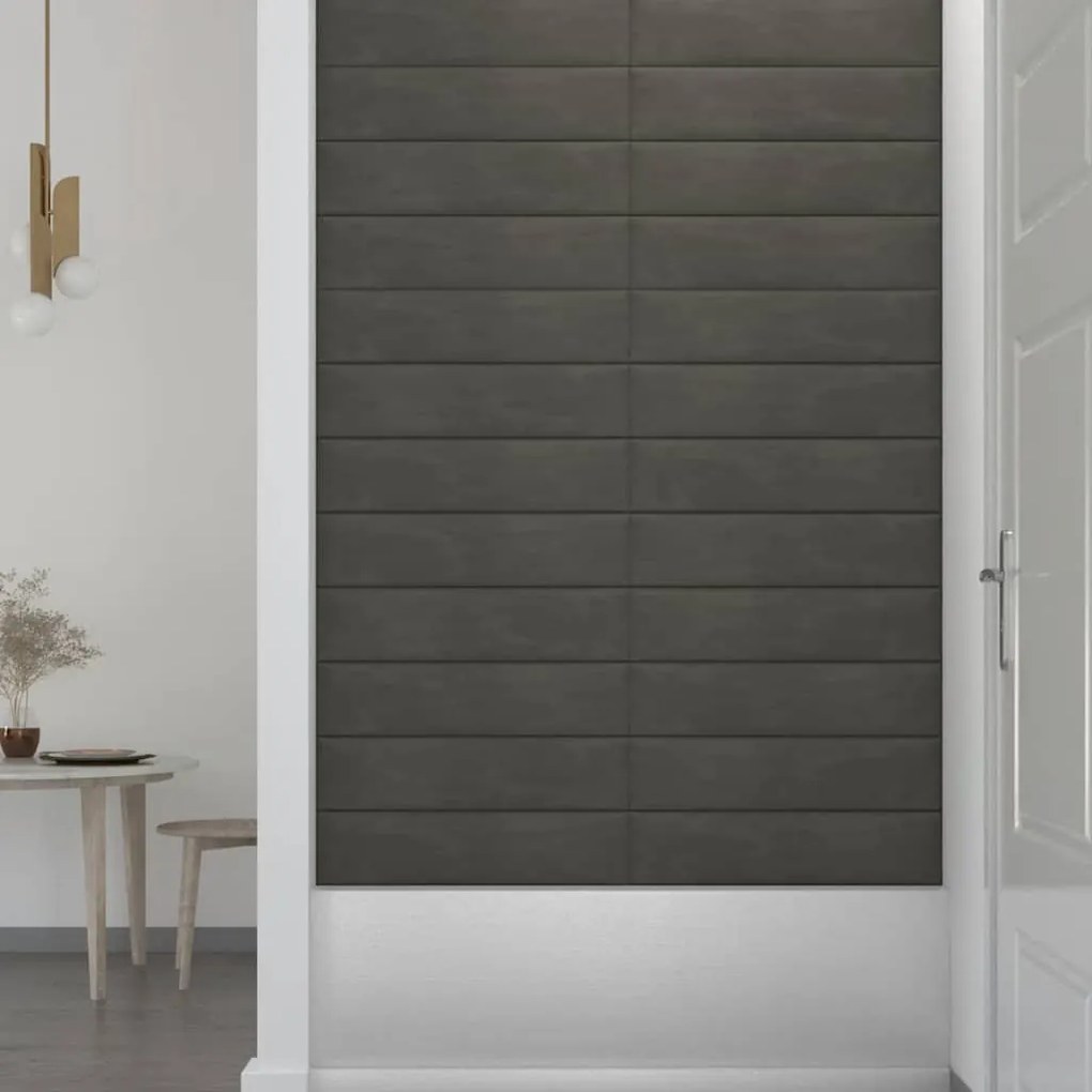 vidaXL Πάνελ Τοίχου 12 τεμ. Σκούρο Γκρι 60x15 εκ. 1,08 μ² Βελούδο