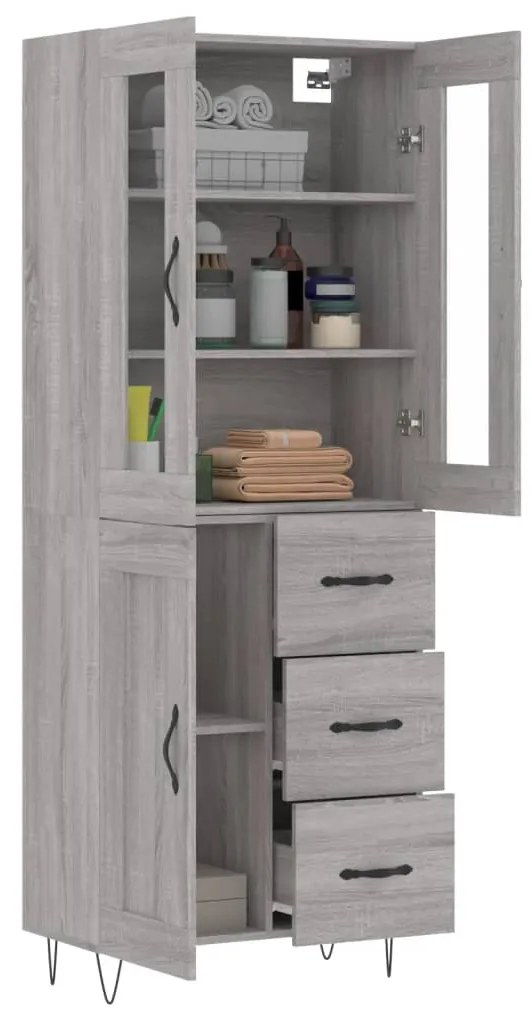 vidaXL Ντουλάπι Γκρι Sonoma 69,5 x 34 x 180 εκ. Επεξεργασμένο Ξύλο