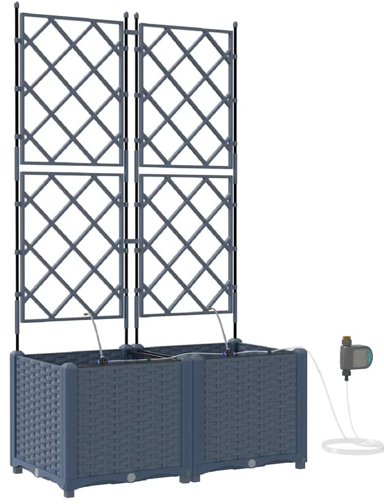 vidaXL Ζαρντινιέρες κήπου Γκρι 80 x 40 x 142 cm Ατσάλι