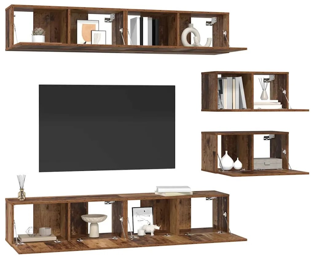 vidaXL Σετ επίπλου τηλεόρασης 6 pcs Παλαιό ξύλο Μέγεθος: Μεσαίο