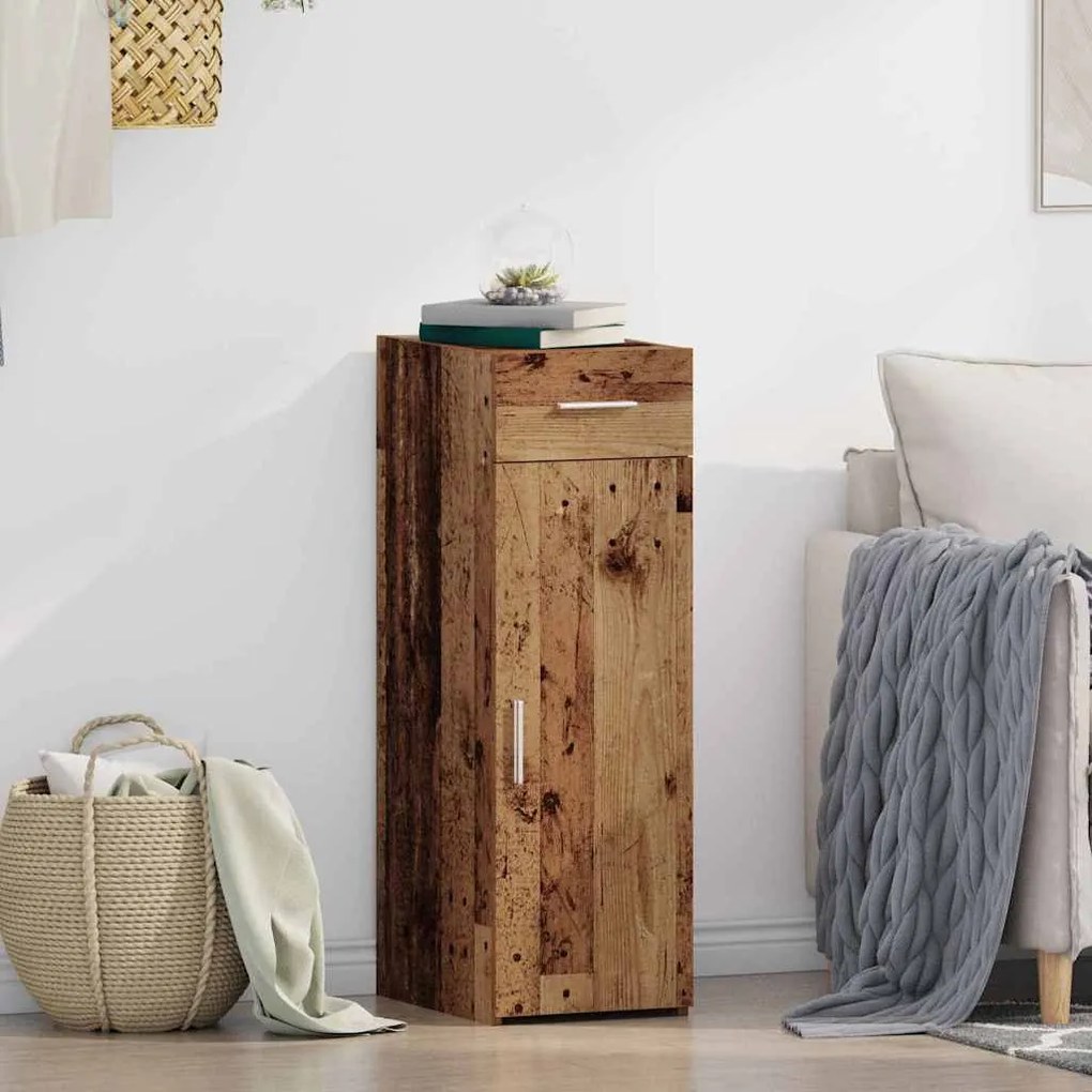 vidaXL Πλαϊνό γραφείο με συρτάρι Παλαιό ξύλο 30 x 42.5 x 93 εκ.