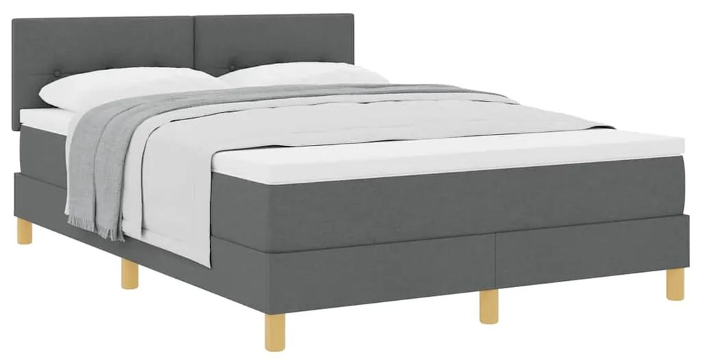 vidaXL Κρεβάτι box spring με στρώμα Σκούρο γκρι 160 x 200 cm ύφασμα