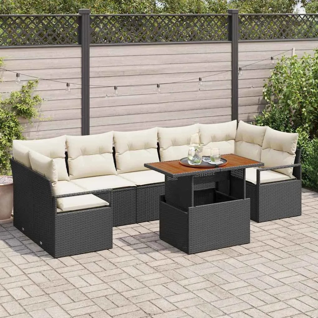 vidaXL Σετ Καναπέ Κήπου 8 pcs Μαύρο, Κρέμα 100 x 55 x 73 εκ