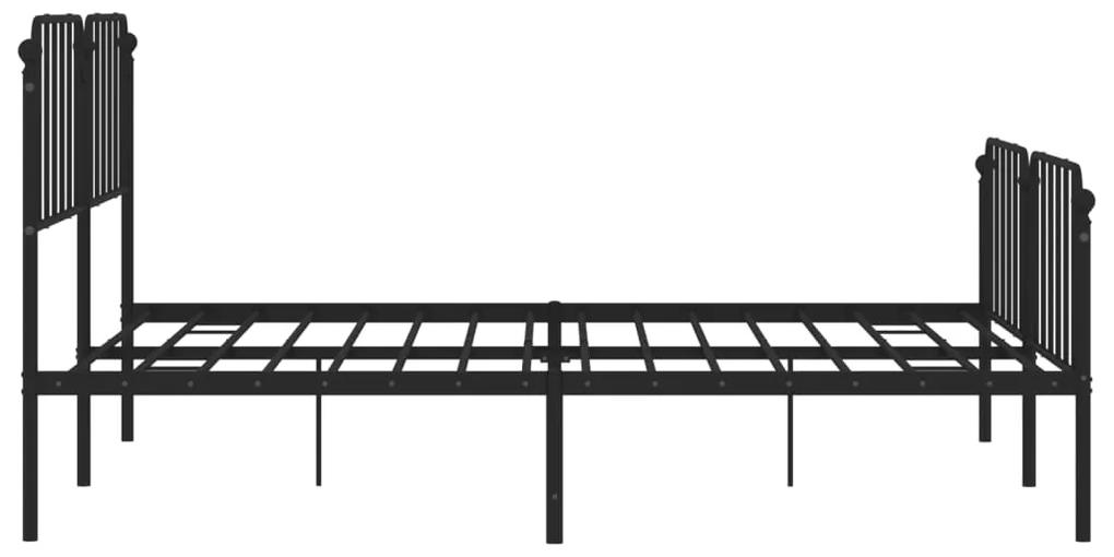 vidaXL Πλαίσιο Κρεβατιού με Κεφαλάρι/Ποδαρικό Μαύρο 193x203 εκ Μέταλλο