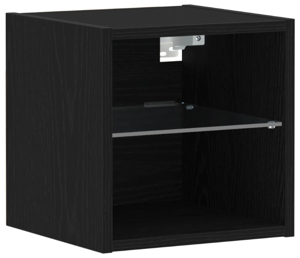 vidaXL LED TV Cabinet Μαύρη Δρυς 30x28,5x30 εκ Μηχανικής Ξυλείας