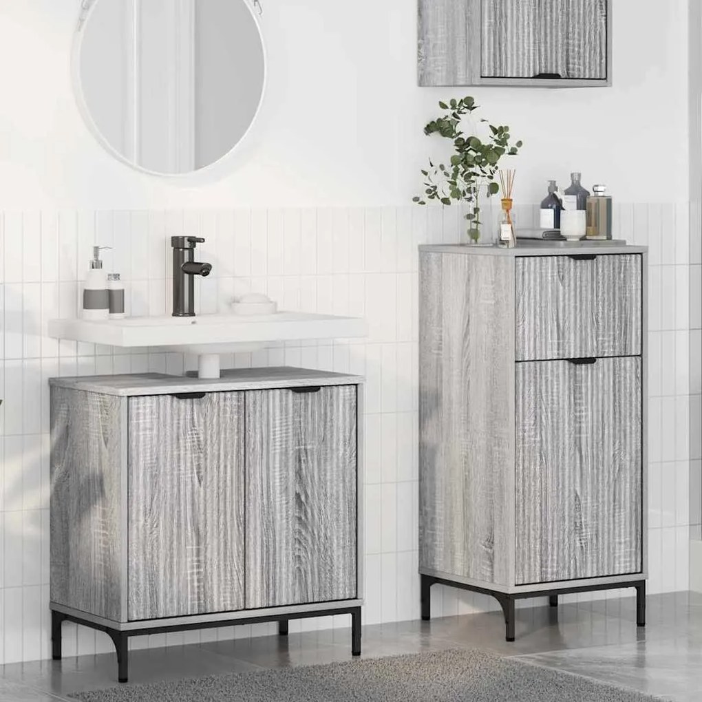 vidaXL Σετ Επίπλων Μπάνιου με ράφι 2 pcs Γκρι sonoma 39.5 x 36 x 88 εκ
