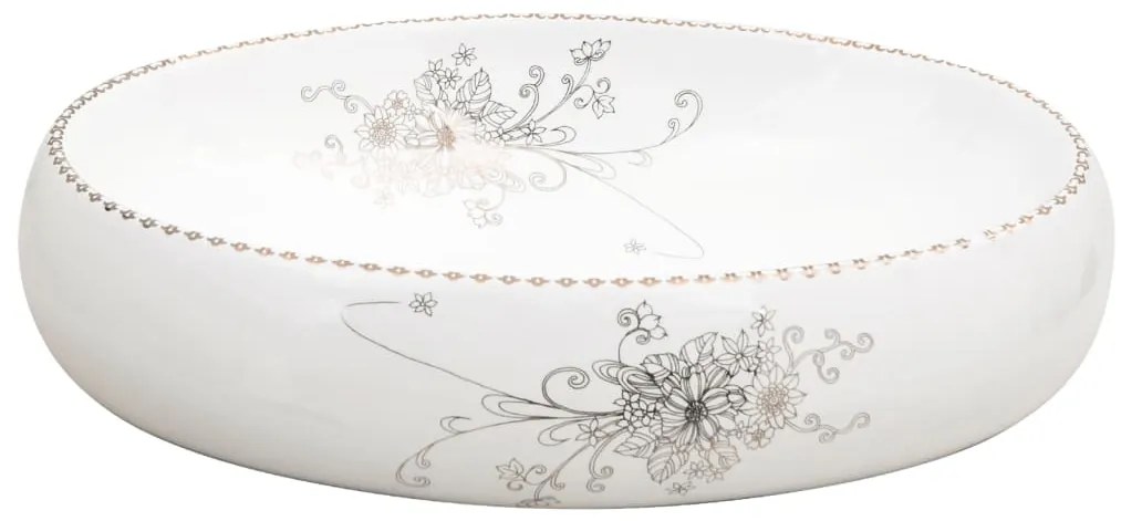 vidaXL Νιπτήρας Οβάλ Λευκός 59 x 40 x 15 εκ. Κεραμικός