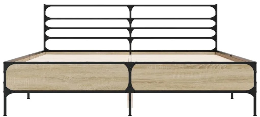 vidaXL Πλαίσιο Κρεβατιού Sonoma Δρυς 150x200 εκ. Επεξ. Ξύλο &amp; Μέταλλο